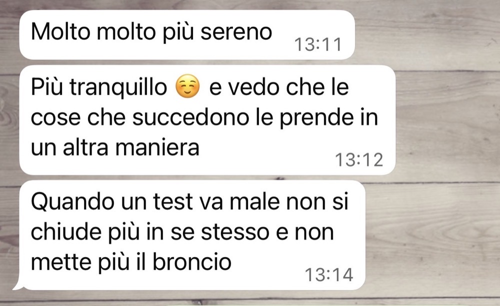 Testimonianza reale anonimizzata, messaggio 1